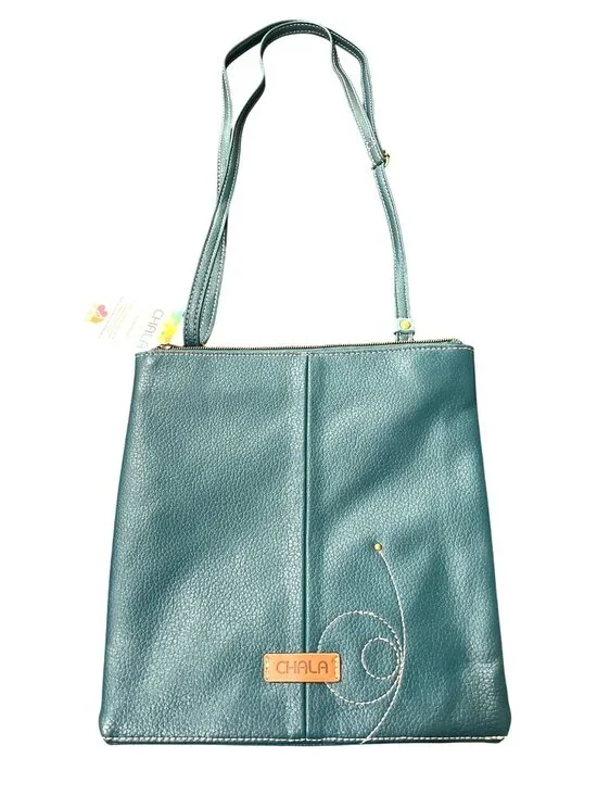 Chala Sea Turtle Faux Leather Crossbody Bag Criss Messenger Bag RFID Teal NEW - Picture 3 of 11